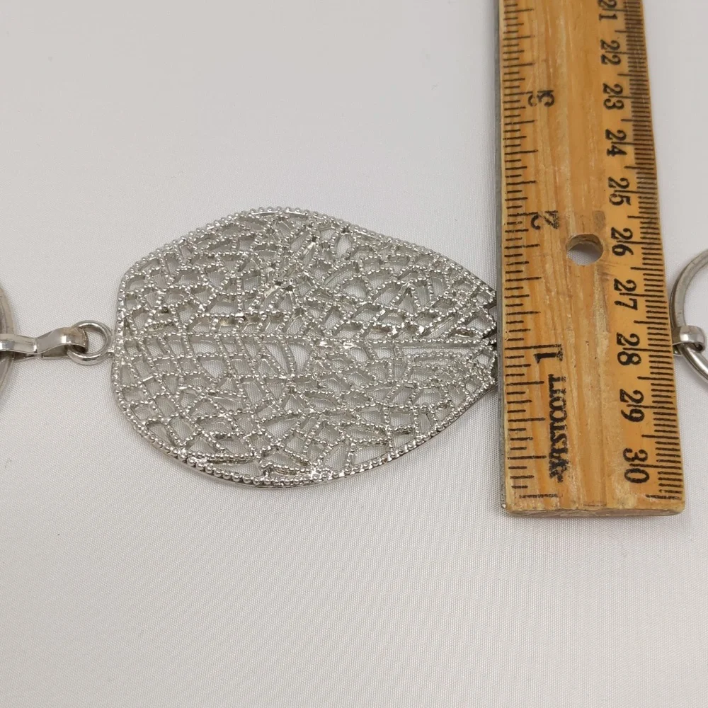 Women's Silver Tone Leaf Chain Belt